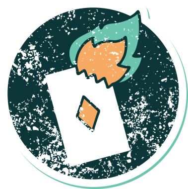 Bir insan tarafından çizilmiş alevli bir kartın sembolik dövmeli görüntüsü