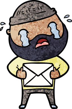 Çizgi film sakallı adam bir insan tarafından çizilmiş ağlıyor.