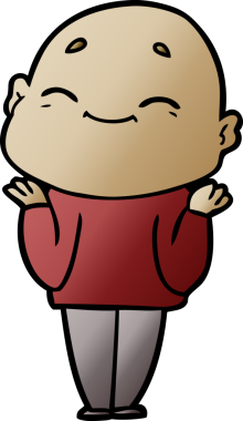 Bir insan tarafından çizilmiş mutlu, kel adam.