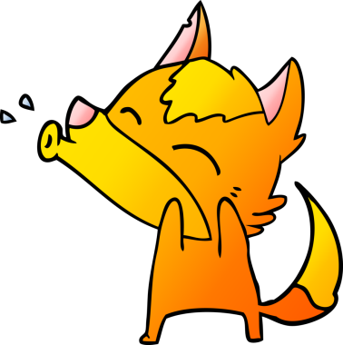 Bir insan tarafından çizilmiş tilki çizgi film karakteri