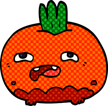 Bir insan tarafından çizilmiş mutlu kök sebze karalaması.