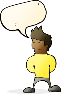 Bir insan tarafından çizilmiş konuşma balonlu mutlu adam çizgi filmi.