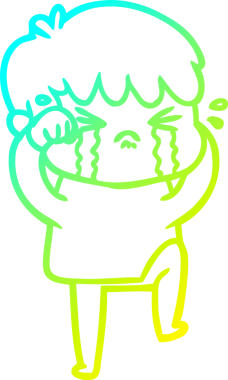 Bir insan tarafından çizilmiş ağlayan çizgi film çocuğu çizimi.