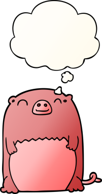 Düşünce baloncuğu olan, bir insan tarafından çizilmiş çizgi film yaratığı.