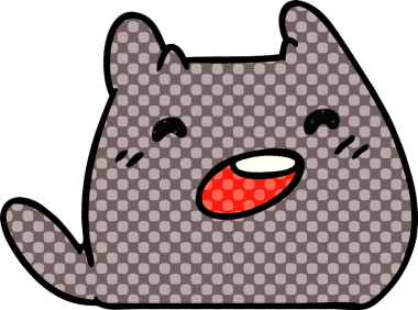 Bir insan tarafından çizilmiş bir kawai kedisinin karikatür çizimi