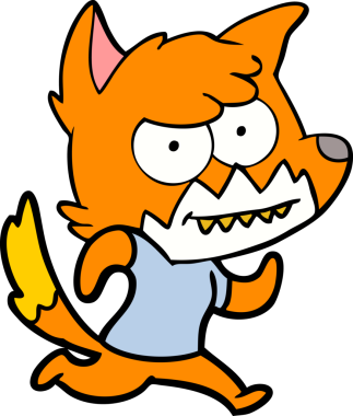 Bir insan tarafından çizilmiş tilki çizgi film karakteri