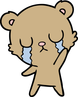 Bir insan tarafından çizilmiş ağlayan çizgi film ayısı.