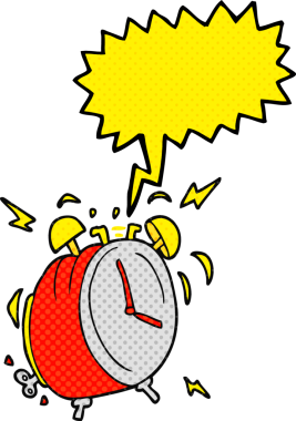 Bir insan tarafından çizilmiş serbest çizilmiş çizgi roman konuşma balonu çalar saat