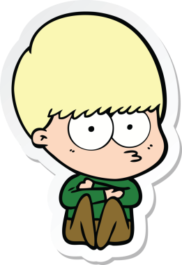 Bir insan tarafından çizilmiş sinirli bir çizgi film çocuğunun çıkartması.