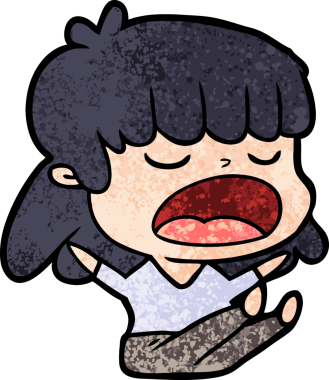 Çizgi filmdeki kadın bir insan tarafından yüksek sesle çizilmiş.