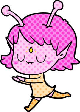 Bir insan tarafından çizilmiş uzaylı kız.