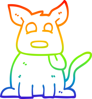 gökkuşağı gradyan çizgi çizimi bir insan tarafından çizilmiş mutlu bir köpek