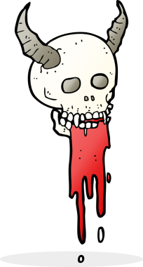 Bir insan tarafından çizilmiş tuhaf cadılar bayramı kafatası çizgi filmi.