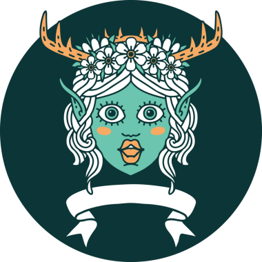 Bir insan tarafından çizilmiş Elf Druid karakteri simgesi