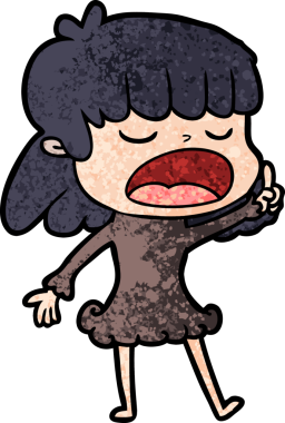 Çizgi filmdeki kadın bir insan tarafından yüksek sesle çizilmiş.