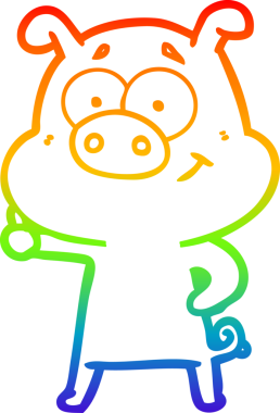 gökkuşağı gradyan çizimi mutlu çizgi domuz çizimi bir insan tarafından çizilmiş