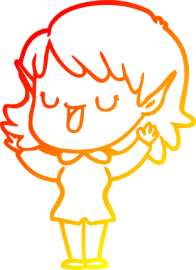 Bir insan tarafından çizilmiş çizgi film karakteri bir elf kızı çizimi