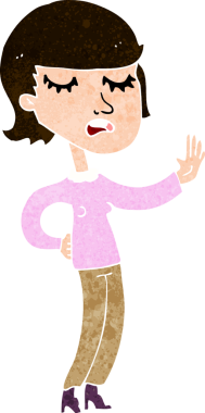 Bir insan tarafından çizilmiş karikatür kadını görmezden geliyor.