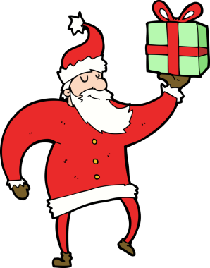 Bir insan tarafından çizilmiş Noel Baba çizgi filmi.