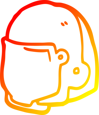 Bir insan tarafından çizilmiş çizgi film miğferinin sıcak gradyan çizimi