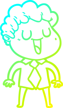 Bir insan tarafından çizilmiş gülen bir çizgi film karakterinin soğuk gradyan çizgisi.