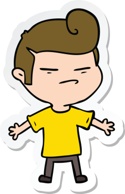 Bir insan tarafından çizilmiş, havalı bir adamın çıkartması.