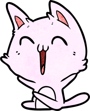 Mutlu çizgi film kedisi miyavlıyor bir insan tarafından