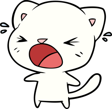 Bir insan tarafından çizilmiş şirin çizgi film kedisi ağlıyor.