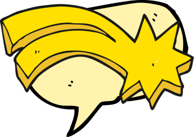 Bir insan tarafından çizilmiş serbest konuşma balonu karikatürü dekoratif kayan yıldız