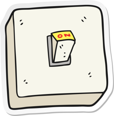 Bir insan tarafından çizilmiş çizgi film lambası etiketi.