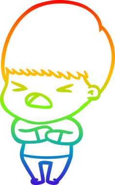 gökkuşağı gradyan çizgi çizimi bir insan tarafından çizilmiş stresli bir adam