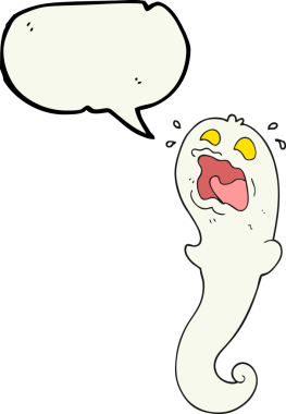 Bir insan tarafından çizilmiş serbest konuşma balonu cadılar bayramı hayaleti.