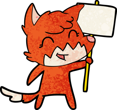 Bir insan tarafından çizilmiş mutlu çizgi film tilkisi.