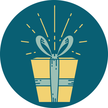 Bir insan tarafından çizilmiş dövme stili bir Noel hediyesi.