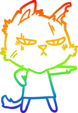 gökkuşağı gradyan çizimi bir insan tarafından çizilmiş sert bir çizgi kedi kız çizimi