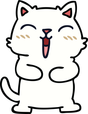 Bir insan tarafından çizilmiş garip çizgi film kedisi.