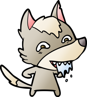 Bir insan tarafından çizilmiş aç kurt çizgi filmi.