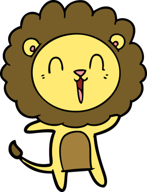 Bir insan tarafından çizilmiş gülen aslan çizgi filmi.