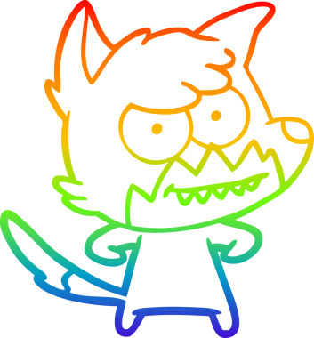 Bir insan tarafından çizilmiş sırıtan tilki çizgi çizimi.