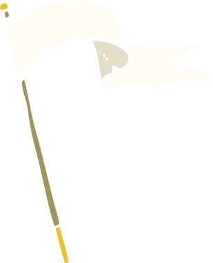 Bir insan tarafından çizilmiş beyaz bayrak sallayan karikatür.