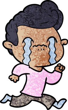 Bir insan tarafından çizilmiş ağlayan çizgi film adamı.