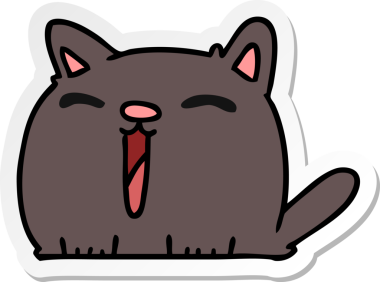 Bir insan tarafından çizilmiş kawaii kedisinin serbest sticker karikatürü.