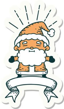 Bir insan tarafından çizilmiş dövme stili Noel Baba karakterinin çıkartması.