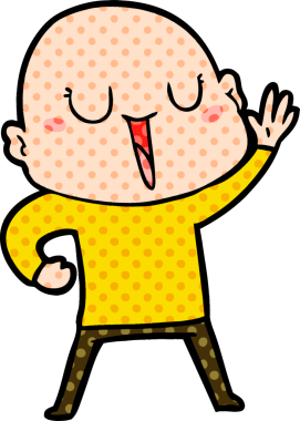 Bir insan tarafından çizilmiş mutlu, kel adam.