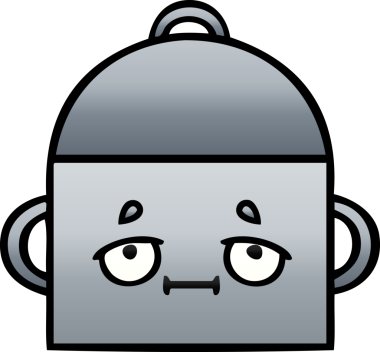 Bir insan tarafından çizilmiş tencerenin gölgeli karikatürü.