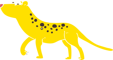 Bir insan tarafından çizilmiş leoparın düz renk çizimi