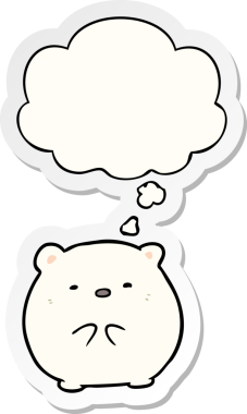 Karikatür kutup ayısı. Düşünce baloncuğu insan tarafından çizilmiş bir çıkartma.