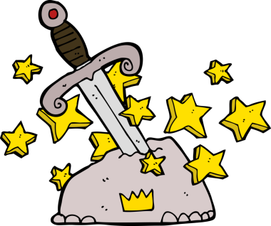 Bir insan tarafından çizilmiş taştaki sihirli kılıç.