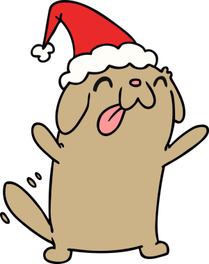 Bir insan tarafından çizilmiş kawaii köpeğinin Noel karikatürü.