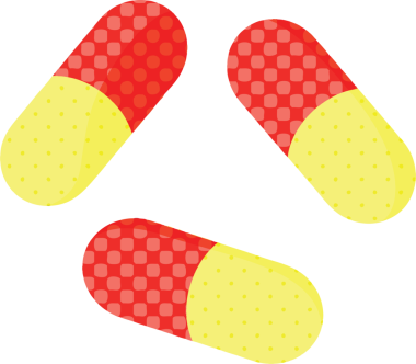 Bir insan tarafından çizilen bazı tıbbi ilaçların düz renk çizimi